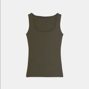 Wide Strap Stretch Top (Olive)